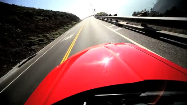 Cabriolet Driving Winding Coastal Road — Stock Video