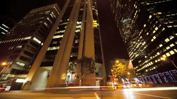 Movimiento Panorama Time lapse Ciudad Noche Tráfico — Vídeos de Stock