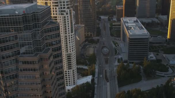 Vista aérea de helipads, arranha-céus, LA, EUA — Vídeo de Stock