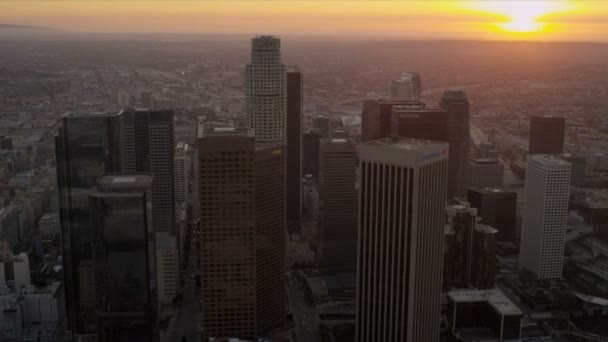 Aerial view of downtown city skyscrapers, Los Angeles, USA — Stock Video