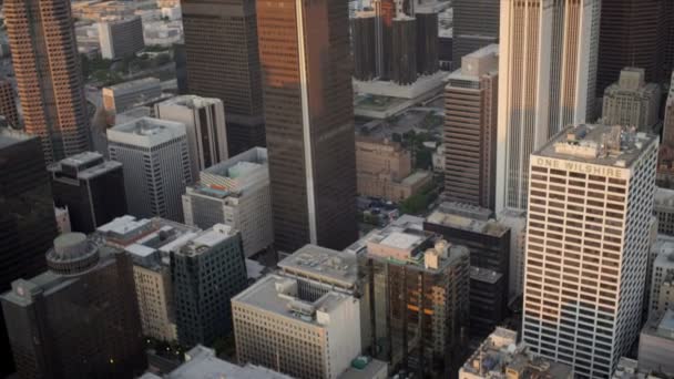 Aerial view of downtown city buildings, LA, USA — Stock Video