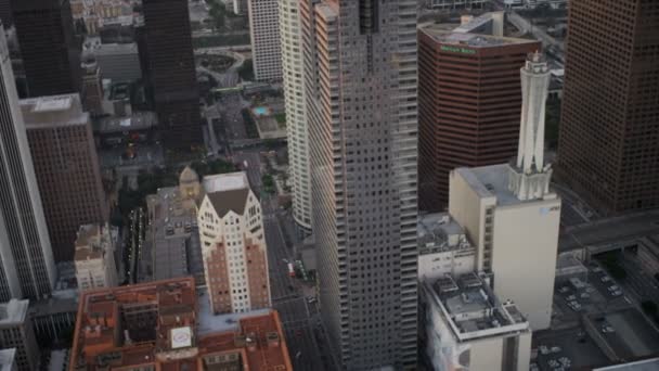 Aerial downtown view of city buildings, USA — Stock Video