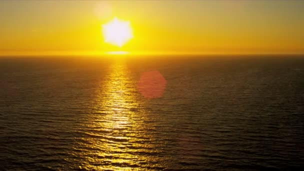 Aerial view of golden glow from setting sun, USA — Stock Video