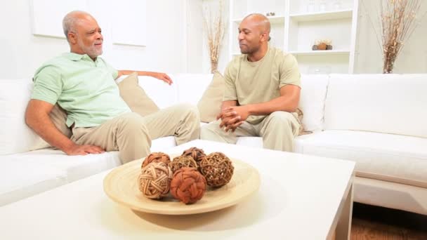 African American Father and Son Relaxing Home — Stock Video
