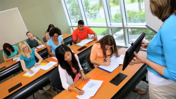 Ragazzi e ragazze con docente — Video Stock