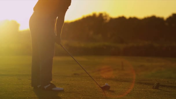 Гравець у гольф на поле для гольфу — стокове відео