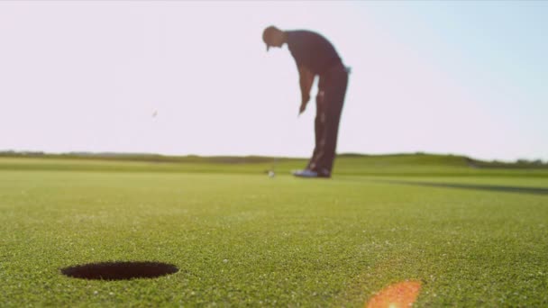 Profissional de golfe usando putter — Vídeo de Stock