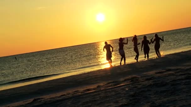 Adolescentes disfrutando en la playa — Vídeos de Stock