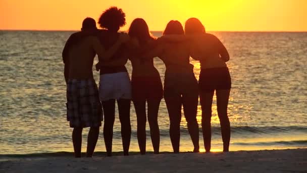 Tieners plezier op strand — Stockvideo