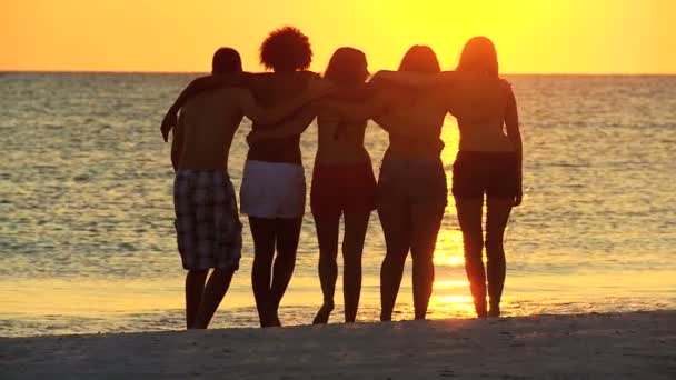 Adolescentes assistindo por do sol — Vídeo de Stock