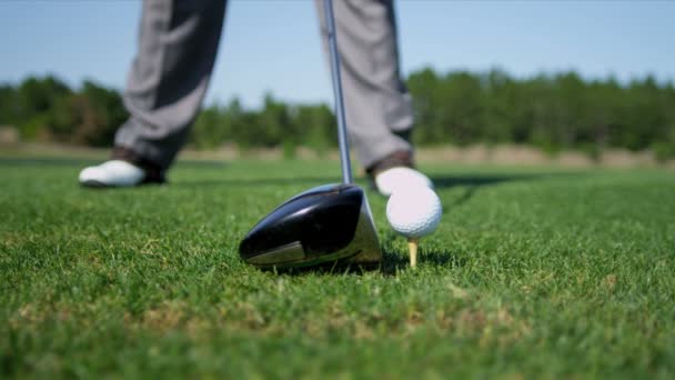 Golfeur professionnel prenant swing pratique — Video