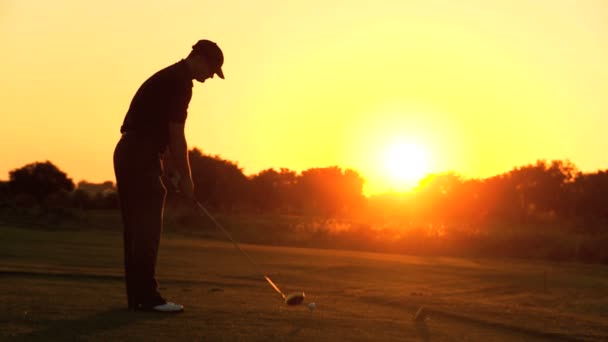 Golfare Förberedelse för Tee Off — Stockvideo