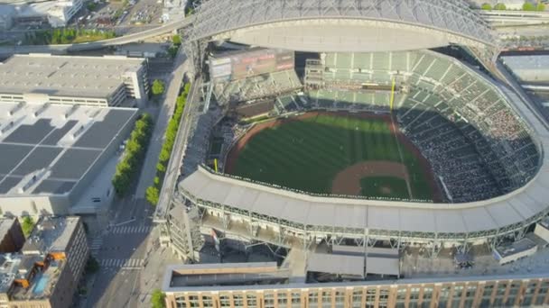 Flygfoto safeco field baseball stadium seattle, usa — Stockvideo