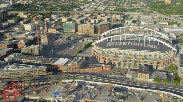 Vista aérea CenturyLink Field Baseball Stadium Seattle, Estados Unidos — Vídeo de stock
