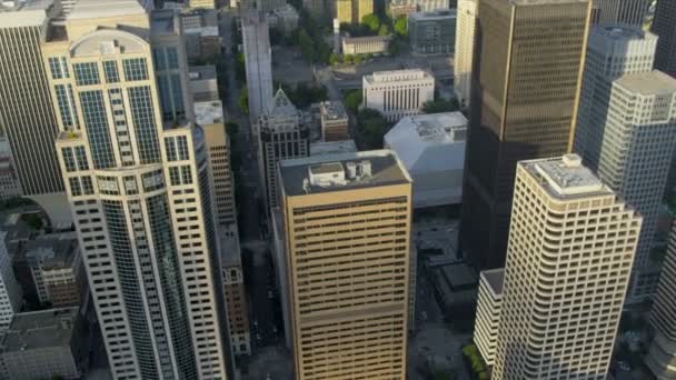Aerial Downtown Seattle distrito financiero, Estados Unidos — Vídeo de stock