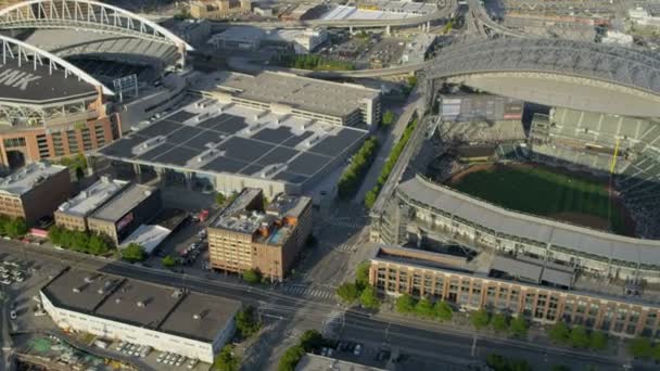 Aerial view Safeco Field, CenturyLink Baseball Stadium Seattle, USA — Stock Video