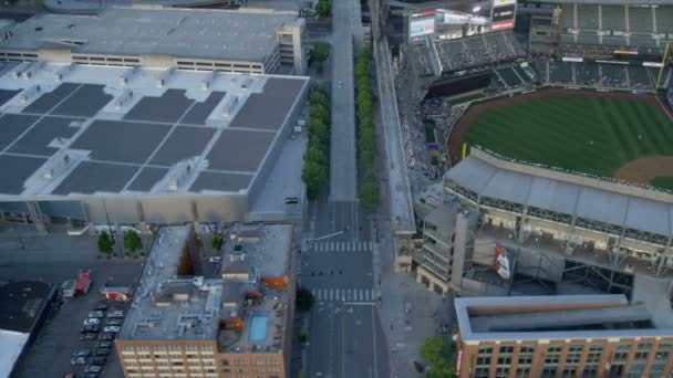 Vista aérea Safeco Field Baseball Stadium, Seattle — Vídeo de stock