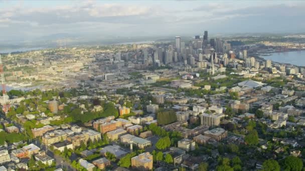 Vue Aérienne Space Needle Downtown Seattle, États-Unis — Video