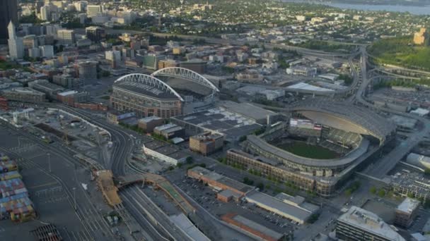 Vista aérea Safeco Field, CenturyLink Baseball Stadium Seattle, Estados Unidos da América — Vídeo de Stock