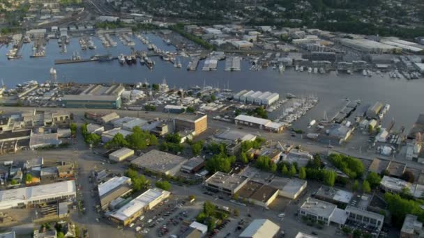 Aerial view of Lake Washington Ship Canal, Seattle, USA — Stock Video