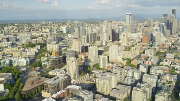 Вид с воздуха Seattle city Business Centre and suburbs, Seattle — стоковое видео