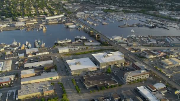 Aerial view Lake Washington Ship Canal Seattle, USA — Stock Video