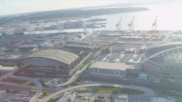Centurylink Beyzbol Stadyumu, havadan görünümü safeco alan seattle, ABD — Stok video