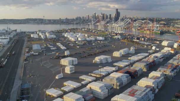 Aerial view Harbor Island Port of Seattle — Stock Video