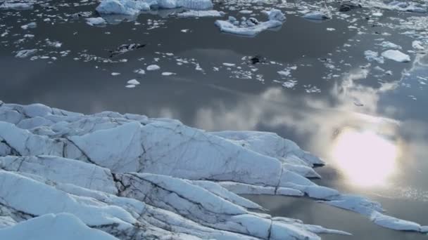 Aerial view of Ice Glacier flows melting, Arctic Region — Stock Video