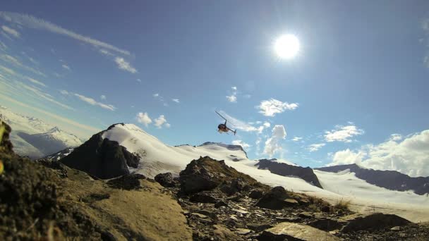 View of helicopter in remote wilderness, Alaska, USA — Stock Video