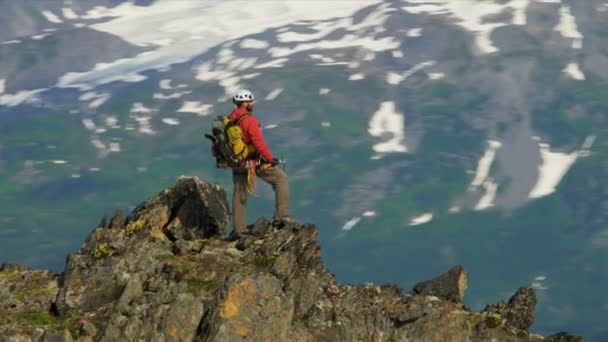 Climber at remote wilderness Mountain Peak