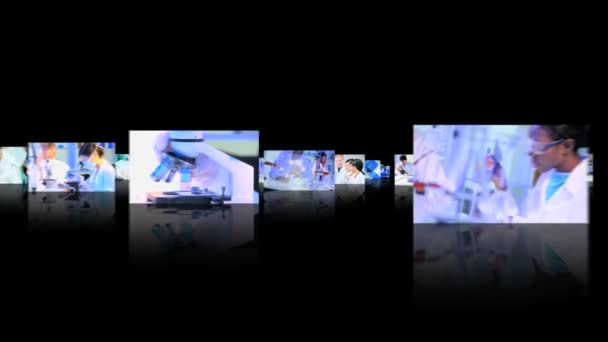 Медицинские исследователи, использующие современные технологии — стоковое видео