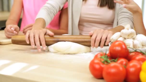 Family Preparing Homemade Pizza — Stok Video