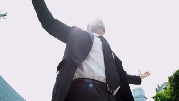 Businessman celebrating success — Stock Video