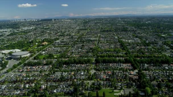 Aerial view residential suburbs, Vancouver — Stock Video