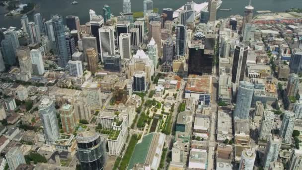 Aerial rooftop skyscraper view of the Canada Place — Stock Video