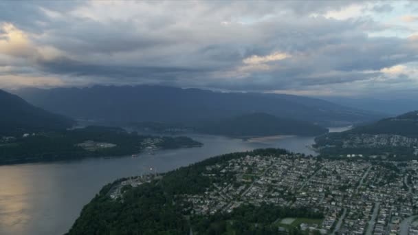 Вид с воздуха на Ванкувер, Канада — стоковое видео