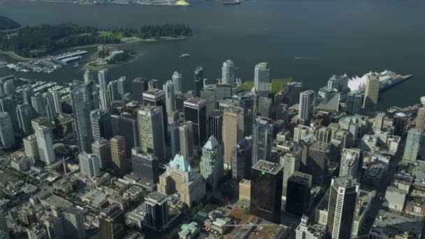 Luchtfoto uitzicht over vancouver stadshaven — Stockvideo