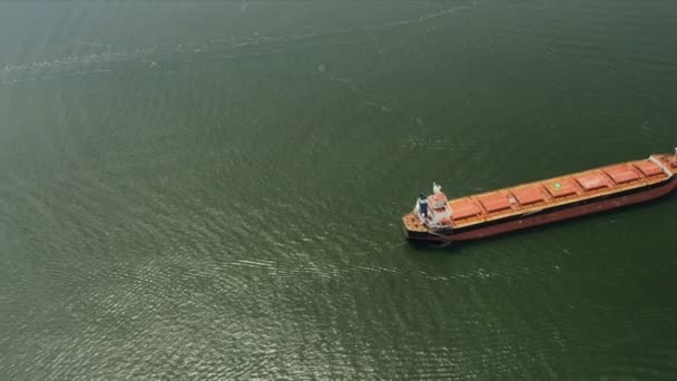 Vista aérea del océano global que va granelero, Vancouver — Vídeos de Stock