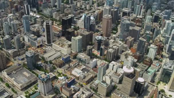 Vista aérea de la azotea rascacielos del centro de Vancouver — Vídeos de Stock