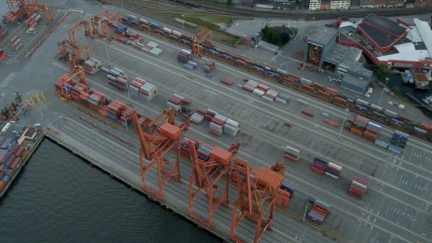 Aerial view of port in Vancouver, Canada — Stock Video