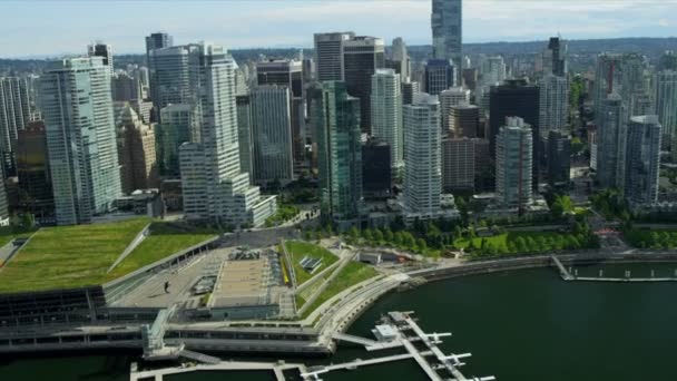 Aerial view Vancouver Harbour Water Seaplane Airport — Stock Video