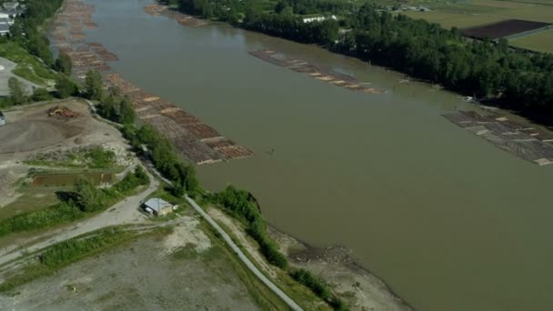 Veduta aerea del tronco boom Fraser River, Vancouver — Video Stock