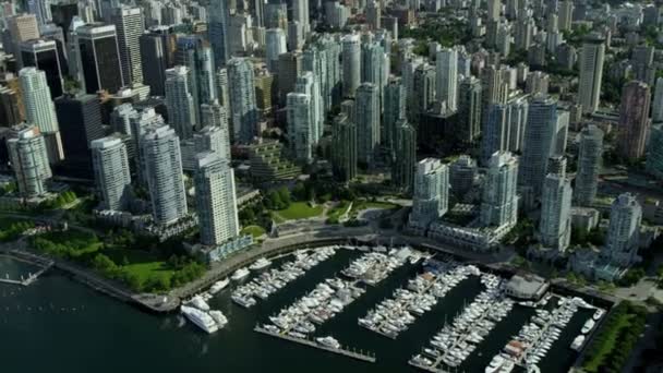 Vista aérea Downtown Vancouver city rascacielos, Canadá — Vídeo de stock