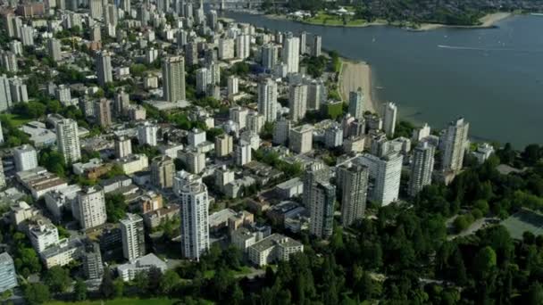 Vista aérea Oficinas de Vancouver y apartamentos residenciales — Vídeo de stock
