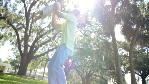 Father Playing with Son in Park — Stock Video