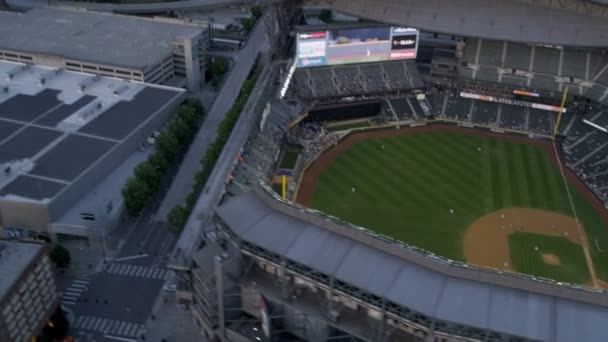 Widok z lotu ptaka safeco pola baseball stadium, seattle, Stany Zjednoczone Ameryki — Wideo stockowe
