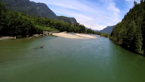 Aerial view mountain forest river valley wilderness, USA — Stock Video