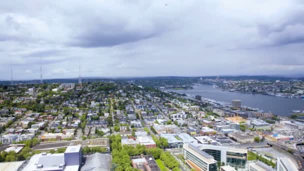 Panorama Widok centrum miasta seattle, Stany Zjednoczone Ameryki, upływ czasu — Wideo stockowe