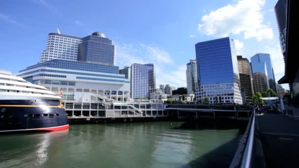 Disney cruise ship Canada Place, Vancouver — 图库视频影像